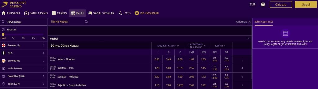 Discount Casino Vip Dünya Kupası Bonusu